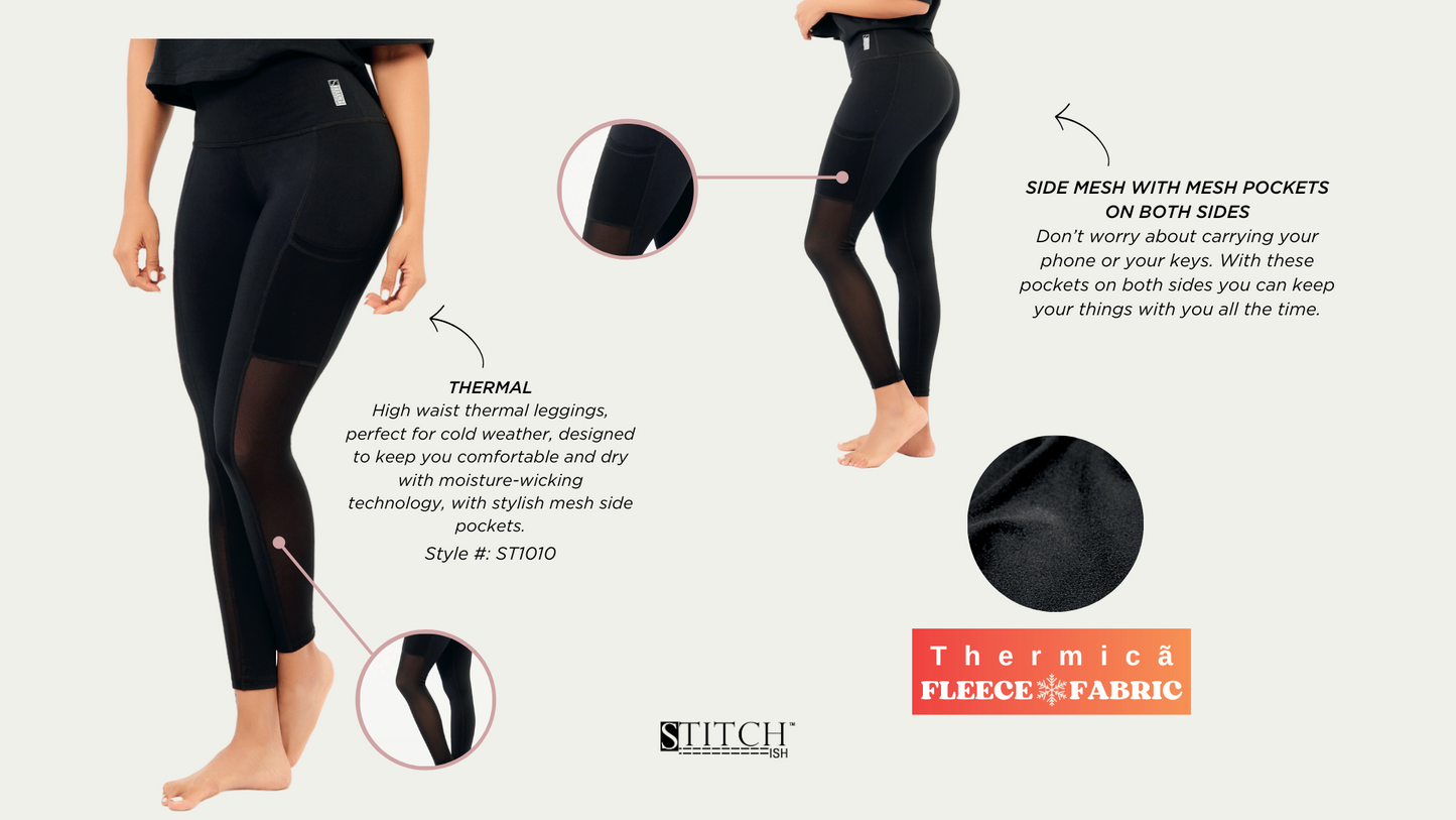 Thermal Diamond High Waist Leggings with Side Mesh Pockets