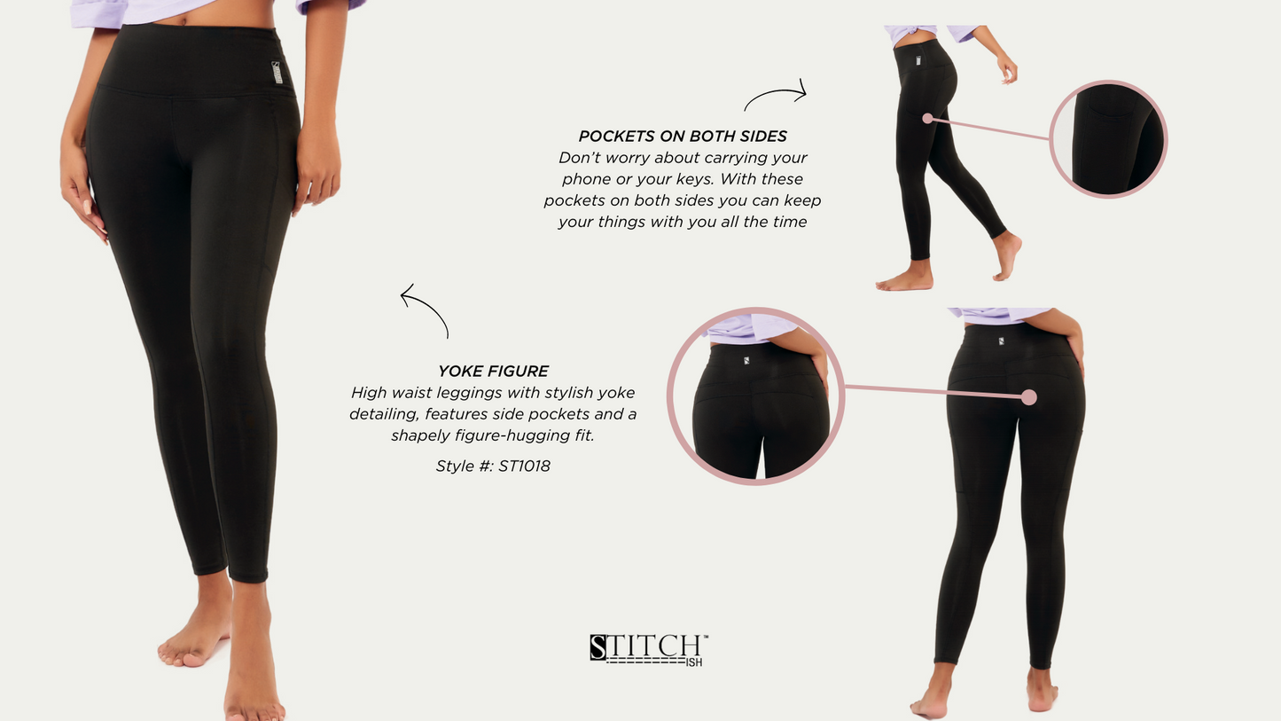 High Waist Leggings with Yoke Figure